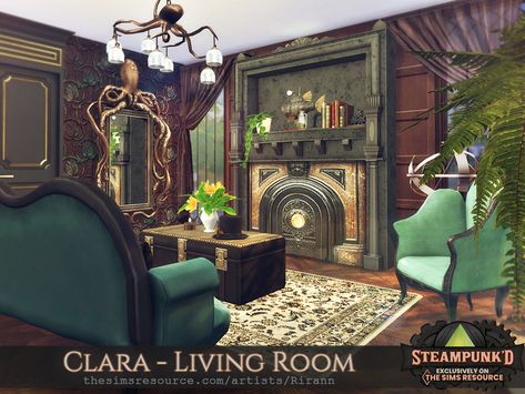 Witch Living Room, Sims 4 Cc Furniture Living Rooms, Antique Couch, Hummingbird Wallpaper, Autumn Leaves Wallpaper, Sims Stories, Wood Plank Flooring, Victorian Living Room, Painted Wood Walls