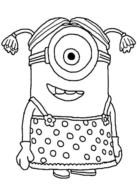 Dibujo para colorear del personaje de chica de los Minions Minions Drawing, Minion Sketch, Minion Drawing, Minion Coloring Pages, Girl Minion, Minions Coloring Pages, Baby Disney Characters, Lion Drawing, Despicable Me 2