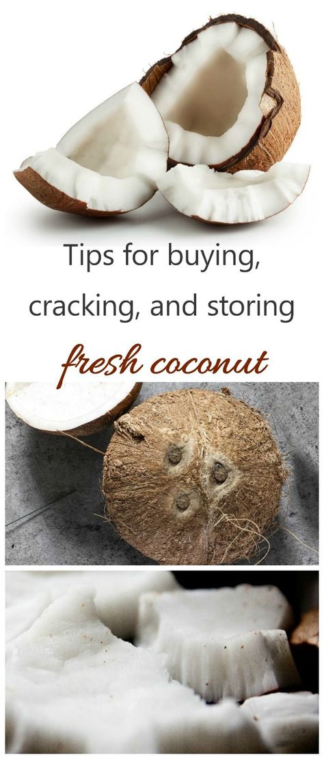 Tips for storing fresh coconut. How to purchase, open and use this tasty fruit #storingcoconut #howtoopencoconuts What To Do With Coconut Meat, What To Do With Fresh Coconut, How To Use Fresh Coconut Meat, Fresh Coconut What To Do With A, Raw Coconut Recipe, How To Open A Coconut, Fresh Coconut Recipe, Coconut Meat Recipes, Open A Coconut