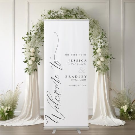 Elegant Minimalist Calligraphy Wedding Welcome Retractable Banner Cloth Banner, Minimalist Calligraphy, Chic Typography, Cloth Banners, Retractable Banner, Script Calligraphy, Welcome Banner, Wedding Banner, Calligraphy Wedding