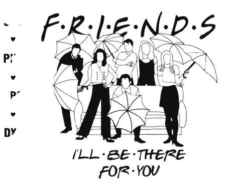 Friends Silhouette, Tattoo Tv Shows, Friends Drawing, Silhouette Cameo 4, Sublimacion Ideas, Friends Clipart, Friends Font, Drawings Of Friends, Clipart Black And White