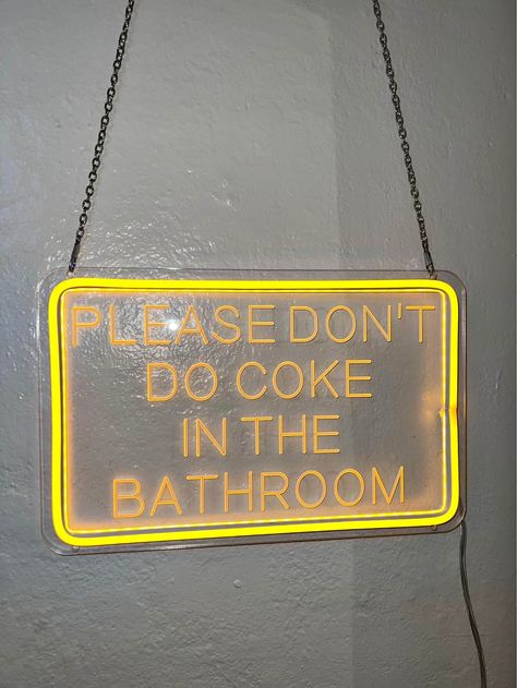 “Please don’t do coke in the bathroom” neon hanging LED sign Led Signs Bathroom, Please Dont Do Coke In The Bathroom Sign Embroidery, Please Don't Do Coke In The Bathroom, Coke In The Bathroom Sign, Please Don't Do Coke In The Bathroom Print, Please Don’t Do Coke In The Bathroom Neon Sign, Neon Sign For Bedroom, Sign For Bedroom, Neon Sign Bedroom