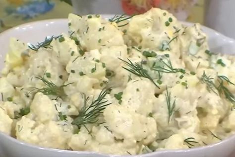 Cauliflower Potato Salad, Tasty Cauliflower, 30seconds Food, Cauliflower Potatoes Salad, Turmeric Chicken, Chicken Enchilada Casserole Recipe, Basic Cooking, July Desserts, Enchilada Casserole Recipes