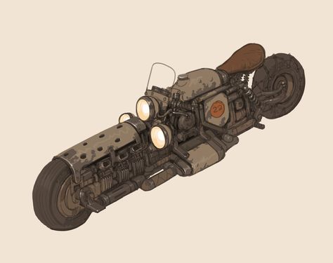 Dieselpunk Motorcycle, Dieselpunk Art, Dieselpunk Vehicles, Steampunk Vehicle, Futuristic Motorcycle, Diesel Punk, Concept Motorcycles, Punk Art, Rooster Teeth