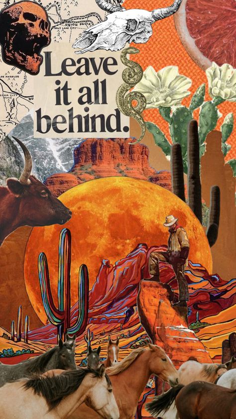 Desert Western Aesthetic, Western Mood Board, Desert Collage, Arizona Aesthetic, Western Wallpaper Iphone, Into The West, Surreal Collage, Iphone Pictures, Western Aesthetic