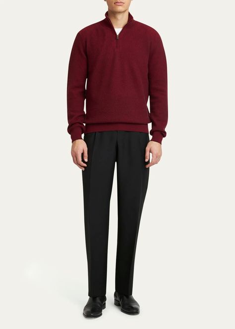 Brioni Men's Cashmere Quarter-Zip Sweater - Bergdorf Goodman Brioni Men, Mens Cashmere, Quarter Zip Sweater, Zip Sweater, Bergdorf Goodman, Pullover Sweater, Pullover Styling, Quarter Zip, Mock Neck