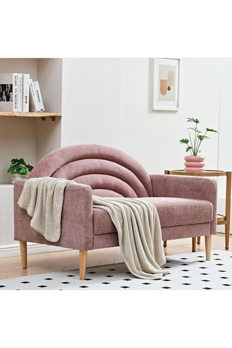 50" Rainbow Sofa, 2-Seater Sofa, Sturdy Solid Wood Legs Rainbow Sofa, Pink Sofas, Studio Bedroom, Trendy Furniture, 2 Seater Sofa, Seater Sofa, Wood Legs, Sofa Couch, Linen Fabric