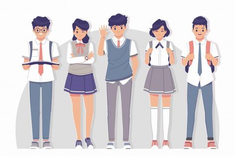 Student wearing uniform character collec... | Premium Vector #Freepik #vector #school #books #children #girl Youtube Logo Png, Studio Ghibli Background, Student Cartoon, Team Logo Design, School Cartoon, College Boys, Kids Uniforms, Boys Uniforms, Book Festival