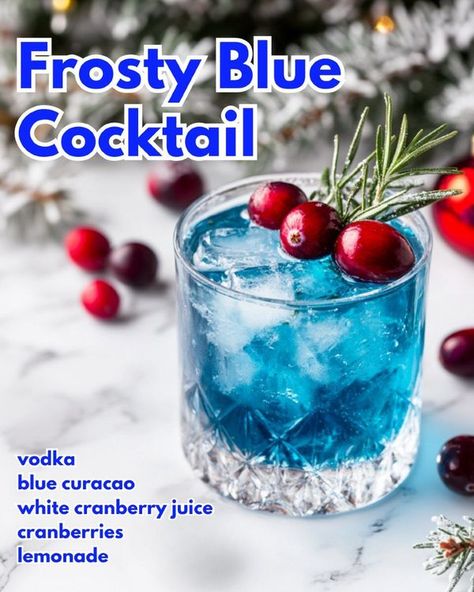 Dark Blue Alcoholic Drinks, Christmas Drink With White Cranberry Juice, Drinks Using Blue Curacao, Best Christmas Alcoholic Drinks, Winter Adult Drinks, Sweet Holiday Cocktails, Cranberry Alcoholic Drinks Holidays, Fun Vodka Cocktails, Blue Christmas Cocktails