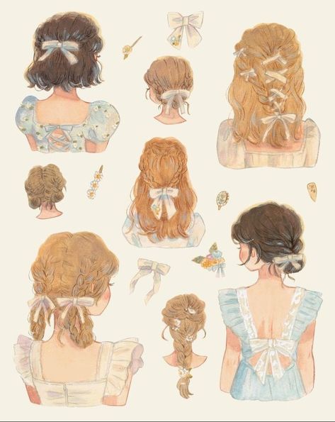 Soft Girl Drawing, Cottagecore Hairstyles, Cottagecore Drawing, Cottagecore Hair, Antique Cottage, Cottagecore Art, Storybook Art, Ethereal Art, Environment Concept Art