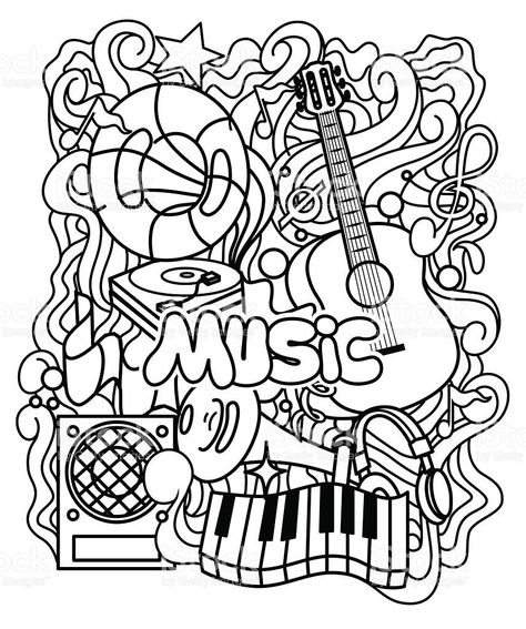 Music Coloring Pages, Music Coloring Sheets, Kindergarten Coloring Sheets, Kindergarten Music, Music Notes Art, Coloring Pages Inspirational, Music Worksheets, Music Illustration, Free Adult Coloring Pages