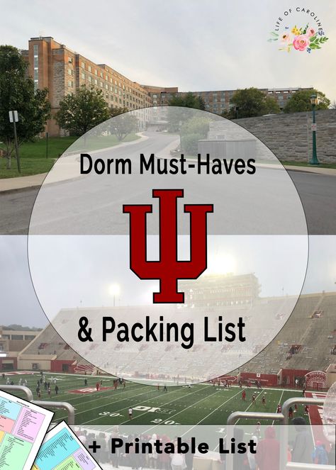 Dorm Packing, Printable Packing List, College Packing Lists, Indiana University Bloomington, Carleton University, University Dorms, College Packing, College Town, Indiana University