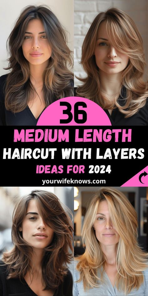 In a world where personal style is celebrated, a medium length haircut with layers stands out as a testament to versatility and modern chic. This article dives into the layered look, exploring how it adds dimension, movement, and an edge to medium-length hair. From the subtle flicks that frame the face to the bold curtain... #hair #nails #lipstick #face #mask #lip Medium Length Hair With Blended Layers, Haircut Women Medium Length, Haircuts For Thick Blonde Hair, Women's Hair Cuts Medium, Long Hair With Lots Of Layers Texture, Mid To Long Length Hair With Layers, Volume Haircuts For Fine Hair, Haircuts Medium Length Layers, Haircut With Movement