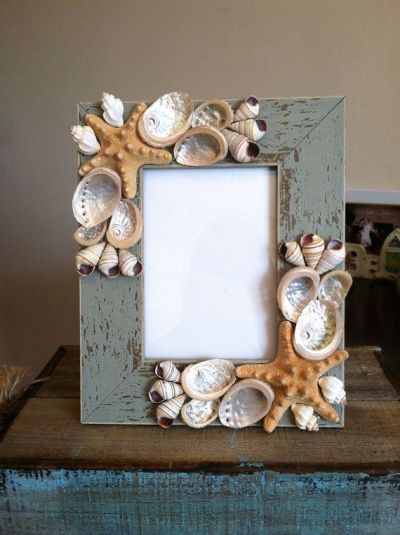 Deco Theme Marin, Seashell Picture Frame, Seashell Picture Frames, Seashell Frame, Art Coquillage, Seashell Projects, Desain Buklet, Shell Craft, Shell Frame