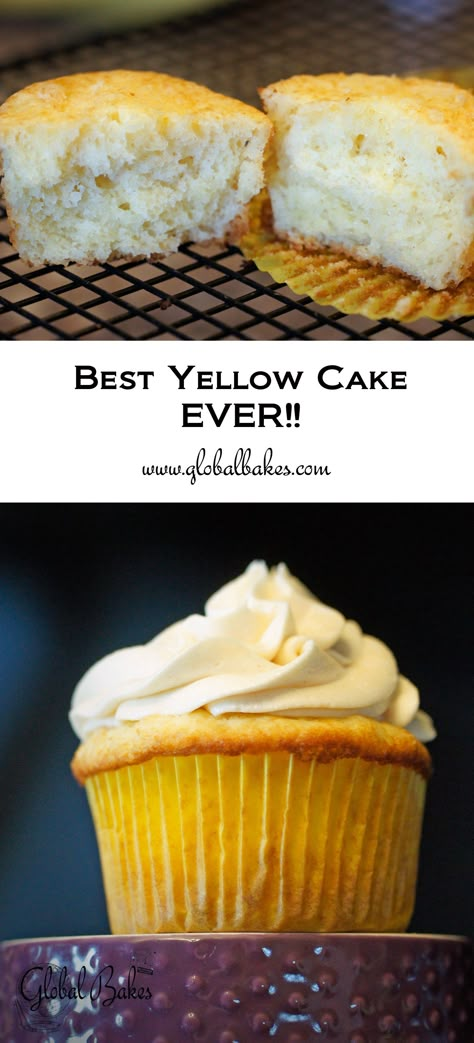 Best (EVER) Yellow Cupcakes (HONEST!) - Global Bakes Yellow Cake Cupcakes, Recipe For Cupcakes, Gourmet Cupcake Recipes, Gourmet Cupcake, Yellow Cupcakes, Yellow Cake Recipe, Apple Cakes, Vanilla Cupcake Recipe, Coconut Pie