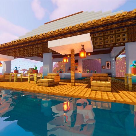 House Idea Minecraft, Enchanting Minecraft, Minecraft World Ideas, Minecraft Beach House, Cute Beach House, Minecraft Portal, World Ideas, Cottage Minecraft, Minecraft Challenges