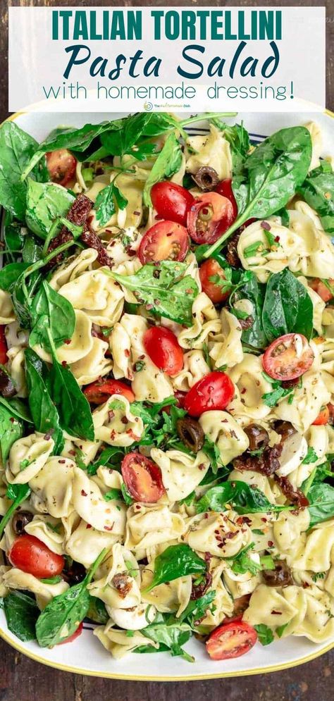 Spinach Tortellini Salad, Easy Homemade Italian Dressing, Quick Easy Side Dishes, Easy Tortellini, Pasta Salad With Spinach, Spinach Tortellini, Pasta Salad With Tortellini, Tomatoes Mozzarella, Mozzarella Salad