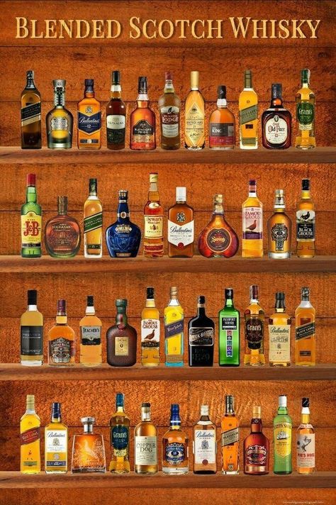 Bourbon Cider, Home Bar Wall, Whisky Collection, Pretty Alcoholic Drinks, Beer Collection, Bar Wall Art, Whisky Drinks, Liquor Drinks, Blended Scotch Whisky