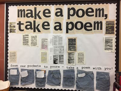 Poetry Display, Poem In Your Pocket, Read To Someone, Blackout Poems, Passive Programs, Library Book Displays, Book Displays, Poetry Ideas, National Poetry Month