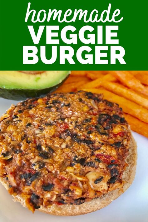 Homemade Veggie Burger, Vegan Healthy Recipes, Burger Healthy, Burger Homemade, Vegetarian Burger Recipe, Homemade Veggie Burgers, Veggie Burgers Recipe, Vegan Mushroom, Vegetarian Burger