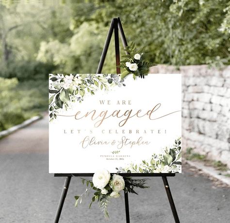 Engagement Party Signs, Banners & Backdrops Welcome Sign Engagement, Engagement Welcome Sign, Engagement Party Sign, Cardboard Photo Frame, Decorations Engagement, Foam Board Printing, Engagement Decor, We Are Engaged, Engagement Signs