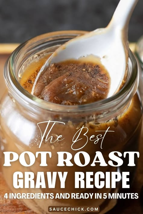 Pot Roast Gravy Recipe Gravy From Crockpot Roast, How To Make Gravy From Prime Rib Drippings, Mississippi Pot Roast Gravy, How To Make Gravy From Pot Roast Juice, Gravy From Pot Roast Juice, Pot Roast Gravy From Drippings, Sweet Gravy Recipe, Instapot Roast Beef, Roast Gravy Recipe