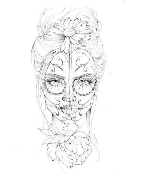 Meanings Of Tattoos, Catrina Drawing, Dia De Los Muertos Tattoo Ideas, Sugar Skull Tattoo Design, Sugar Skull Drawing, Breaking Stereotypes, Catrina Tattoo, Skull Girl Tattoo, Boho Tattoos