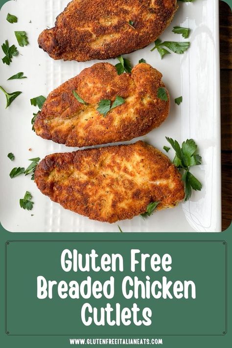 overhead picture of breaded chicken breasts Gluten Free Breading For Chicken, Gluten Free Chicken Fried Chicken, Gluten Free Pan Fried Chicken, Gluten Free Oven Fried Chicken, Gluten Free Chicken Cutlets, Gluten Free Breaded Chicken, Gluten Free Chicken Fingers, Df Meals, Over Fried Chicken