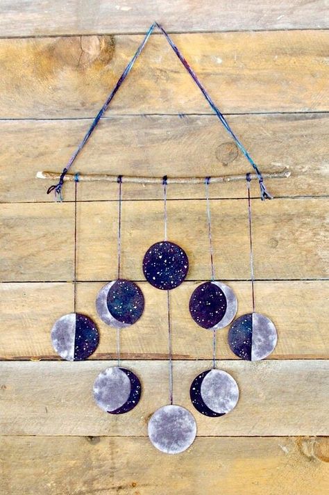 Felt Wall Hanging, Witchy Crafts, Floating Shelves Diy, Moon Art, Diy Wall, Moon Phases, Clay Crafts, Diy Art, Fun Diys