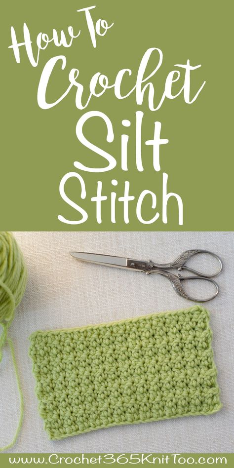 Crochet the Silt Stitch. Beautiful texture crochet stitch pattern. Texture Crochet, Crochet Stitch Pattern, Bruges Lace, Crochet Knit Stitches, Easy Crochet Stitches, Crochet Dishcloths, Crochet Lessons, Moss Stitch, Single Crochet Stitch