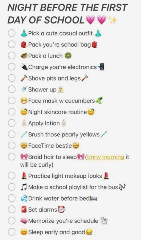 Tips For School, Water Before Bed, Night Before School, Light Makeup Looks, Sleep Early, Night Skin Care Routine, Before School, School Tips, Pack Lunch