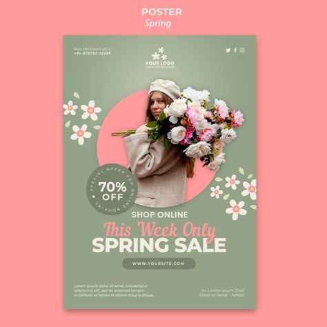 Spring Design Graphic, Spring Flyer, Mailing Design, Custom T Shirts Design, Spring Festival Poster, Fundraiser Flyer, Graphic Design Brochure, Flower Gift Ideas, Flower Company