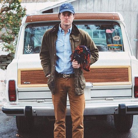 Channel your inner Griswold Ll Bean Mens Outfits, Barbour People, Fall Hunting, Azimuth Circle, New England Prep, Barbour Style, Kiel James Patrick, Preppy Boys, Preppy Mens Fashion