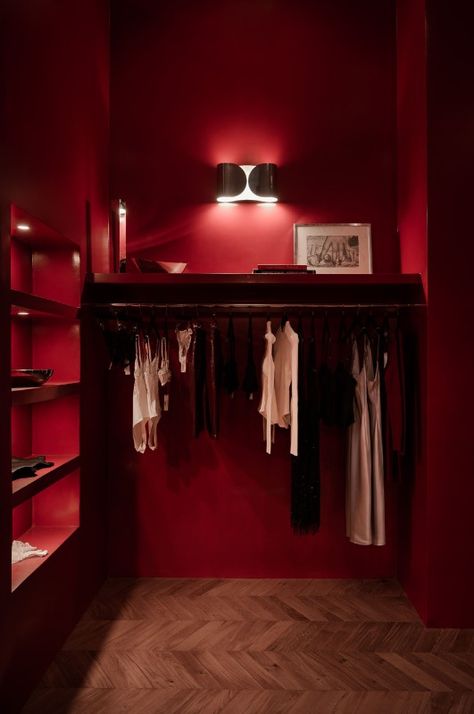 Red Hotel, Fresh Manicure, Guest Room Office, Closet Room, Lingerie Boutique, Home Board, Design Essentials, Interior Design Art, Store Interior