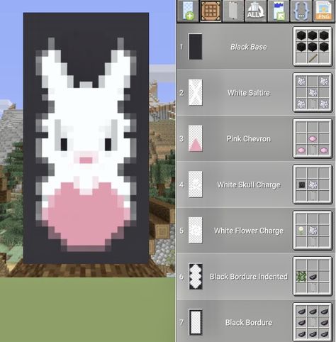 Rabbit Banner Minecraft, Bunny Banner Minecraft, Mushroom Banner Minecraft, Cat Banner Minecraft, Mincraft Baners, Cute Minecraft Banner Ideas, Minecraft Banner Designs Tutorial, Banner Ideas Minecraft, Cute Minecraft Banner Designs