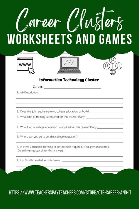 Career Counseling Activities, Business Education Classroom, Classroom Organization High School, Career Exploration Activities, Career Clusters, Group Therapy Activities, Life Skills Curriculum, College Counseling, Career Readiness