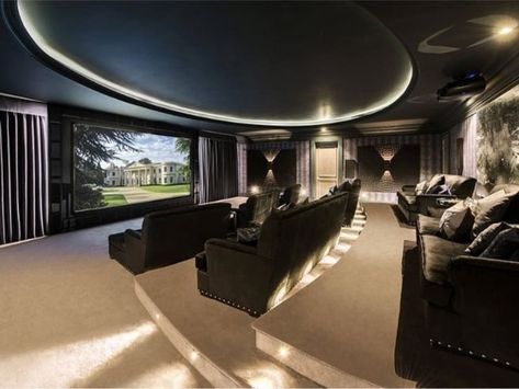 Indoor Movie Theater, Luxury Basement, Cinema Rooms, Private Cinema, Movie Theater Rooms, Theater Rooms, Stretch Ceiling, Cinema Design, Home Cinema Room