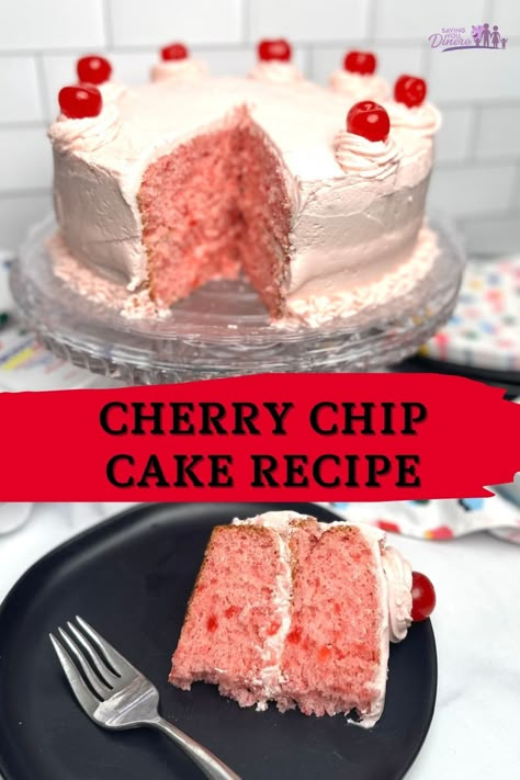 Cherry Chip Cake Recipe, Easy Cherry Cake Recipe, Cherry Chip Cake Mix, Cherry Chip Cake, Cherry Cake Recipe, Leftover Cake, Cake Recipes From Scratch, Cherry Cake, Cherry Recipes