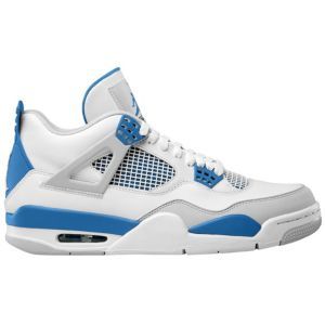 Jordan Retro 4 - Men's - Basketball - Shoes - White/Military Blue/Neutral Grey Jordan Shoe, Nike Shoes Girls, Trendy Shoes Sneakers, Jordan Shoes Girls, Preppy Shoes, Jordan 4s, Pretty Shoes Sneakers, Jordan Shoes Retro, All Nike Shoes