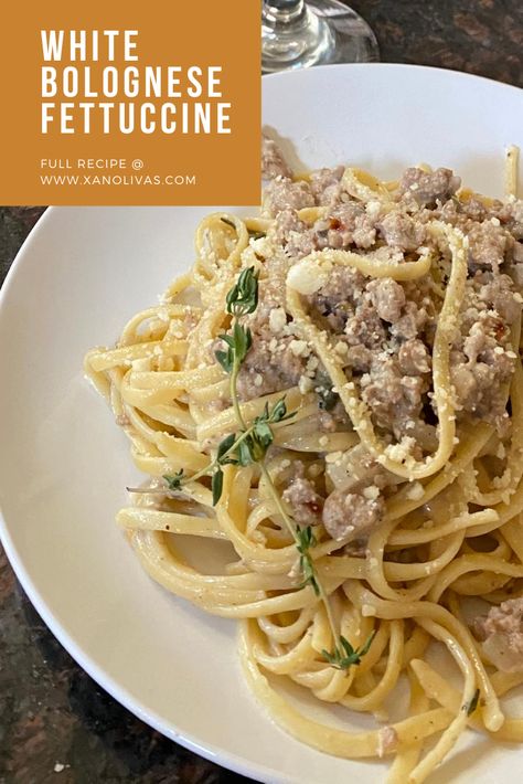 White Bolognese Sauce, White Bolognese, Fettuccine Recipe, Spaghetti Bolognese Recipe, Fettuccine Recipes, Pork Mushroom, Pork Meals, The Food Network, Bolognese Recipe