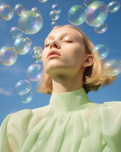 a girl is blowing bubbles down in the air Blowing Bubbles, A Girl, Avatar, Bubbles, Style Inspiration, Wonder, Photography