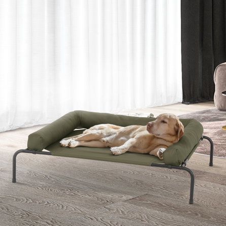 Tucker Murphy Pet™ Portable Elevated Pet Bed Dog Cot Bed With Removable Bolster - Wayfair Canada Dog Cot Bed, Pet Bed Dog, Dog Cots, Elevated Dog Bed, Bed Dog, Cot Bed, Support Structure, Dog Pet Beds, Cot Bedding