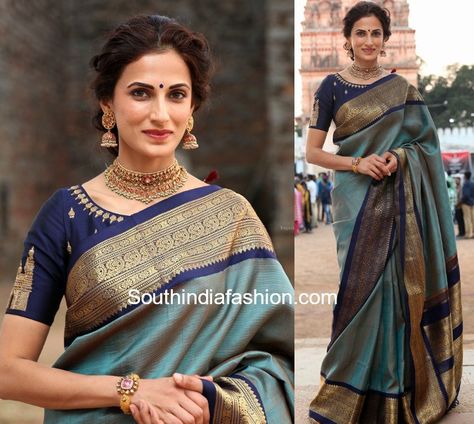 shilpa reddy pattu saree gudi sambaralu 2018 photo Blue Pattu Saree, Shilpa Reddy, Witches Garden, Saree Draping, South Indian Sarees, Sari Blouse Designs, Indian Saree Blouses Designs, Blouse Designs Silk, Pattu Saree