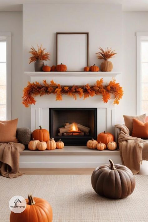 Discover elegant fall mantel decor ideas that will elevate your seasonal home styling.#ElegantDecor #FallMantel #HomeStyling #AutumnDecor #InteriorDesign Autumn Fireplace Decor, Autumn Fireplace, Fall Hosting, Fall Shelf Decor, Fall Mantel Decor, Mantel Decor Ideas, Fall Mantle, Elegant Hotel, Fall Mantel Decorations