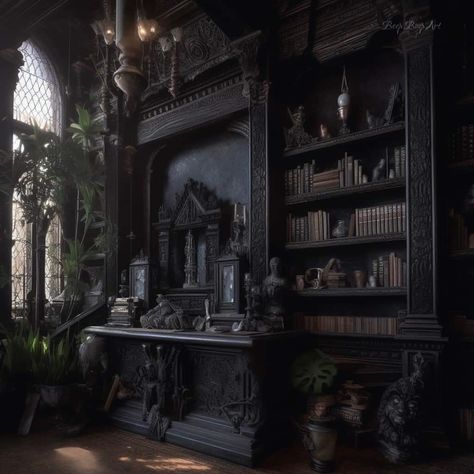 Gothic Lifestyle Black House Interior, Gothic Lifestyle, White Picket Fences, Dark Academia Interior, Victorian Gothic Decor, Moody Interior Design, Dark And Moody Interiors, Gothic Cottage, Goth Houses