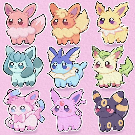 ♡ biyu ♡ on Twitter: "pokemon eeveelutions & shinies ✨… " Easy Pokemon Drawings, Pokemon Aesthetic, Eevee Cute, Solgaleo Pokemon, Baby Pokemon, Pokemon Eevee Evolutions, Pokemon Stickers, Pokemon Eeveelutions, Cute Pokemon Pictures