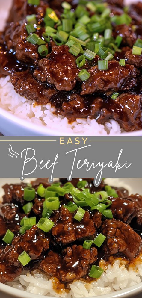 Easy Beef Teriyaki Asian Beef And Rice Recipes, Teriyaki Beef Recipes, Teriyaki Dinner Recipes, Recipes Using Teriyaki Sauce, Easy Beef Teriyaki Recipe, Teriyaki Beef Marinade, Beef And Rice Meal Prep, Diced Beef Recipes Healthy, Meat And Rice Dishes