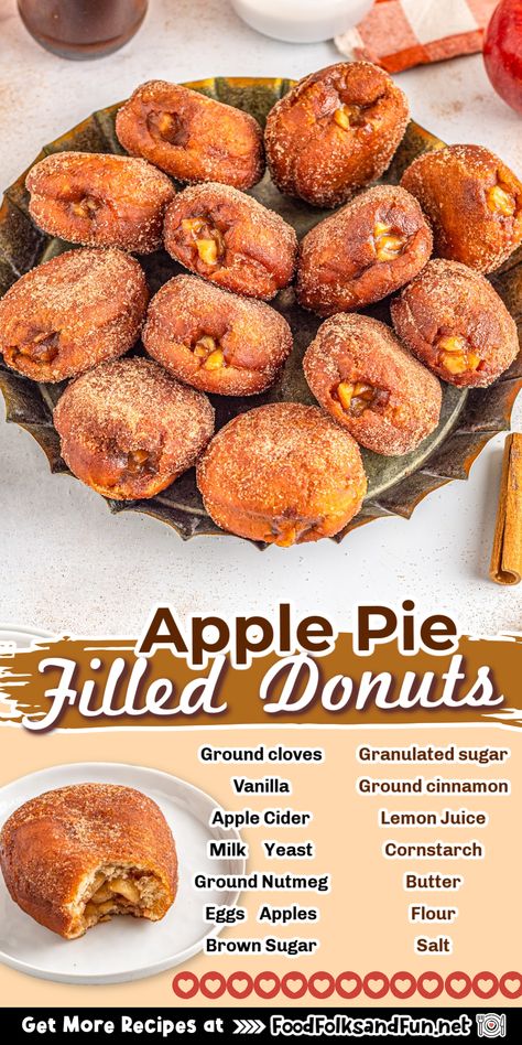 Make them for a sweet breakfast indulgence over the weekend, an after-school treat for the kiddos, or as an after-dinner dessert. Make apple filled donuts this Fall for a true fall-inspired treat that will provide cozy enjoyment around the kitchen table. September Baked Goods, Back To School Baked Goods, Harvest Festival Food, Cranberry Salsa, Apple Donuts, Yummy Fall Recipes, Warm Apple Cider, Gluten Free Donuts, Filled Donuts