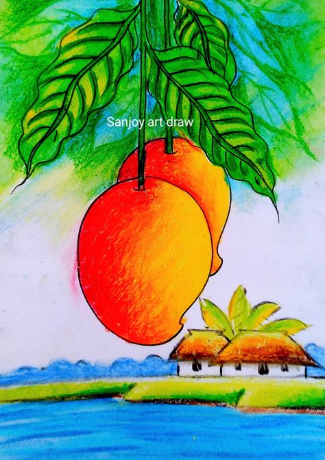 Oil pastel colours drawing।। Colour Drawing Ideas Easy, Oil Pastel Simple Drawing, Pastel Colours Drawing, Pastel Colour Drawing, Scenery Drawing Easy, Colours Drawing, Scenery Drawing For Kids, Easy Scenery Drawing, Ocean Art Painting