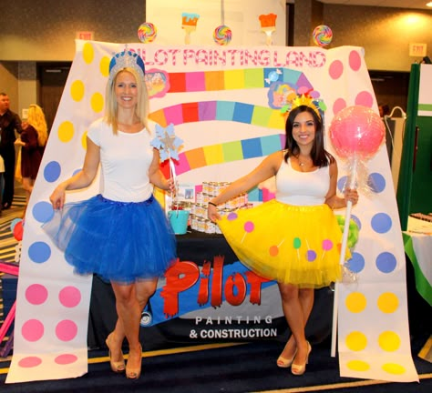 A Sweet Affair! Candyland theme. #Candyland #decor #tradeshowbooth #sweetaffair… Candyland Costume, Lollipop Costume, Candy Land Costumes, Candyland Decor, Lollipop Decorations, Candyland Theme, Candy Land Birthday Party, Candy Costumes, Diy Costumes Women